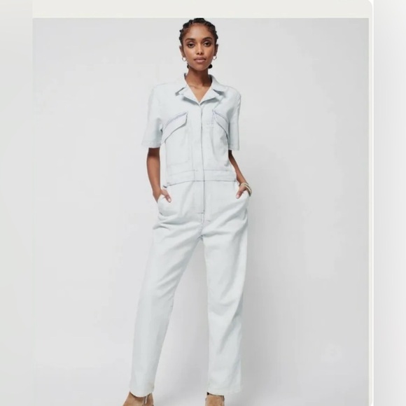 NWT HUNTER BROWN JUMPSUIT LIGHT INDIGO WASH - Picture 1 of 4